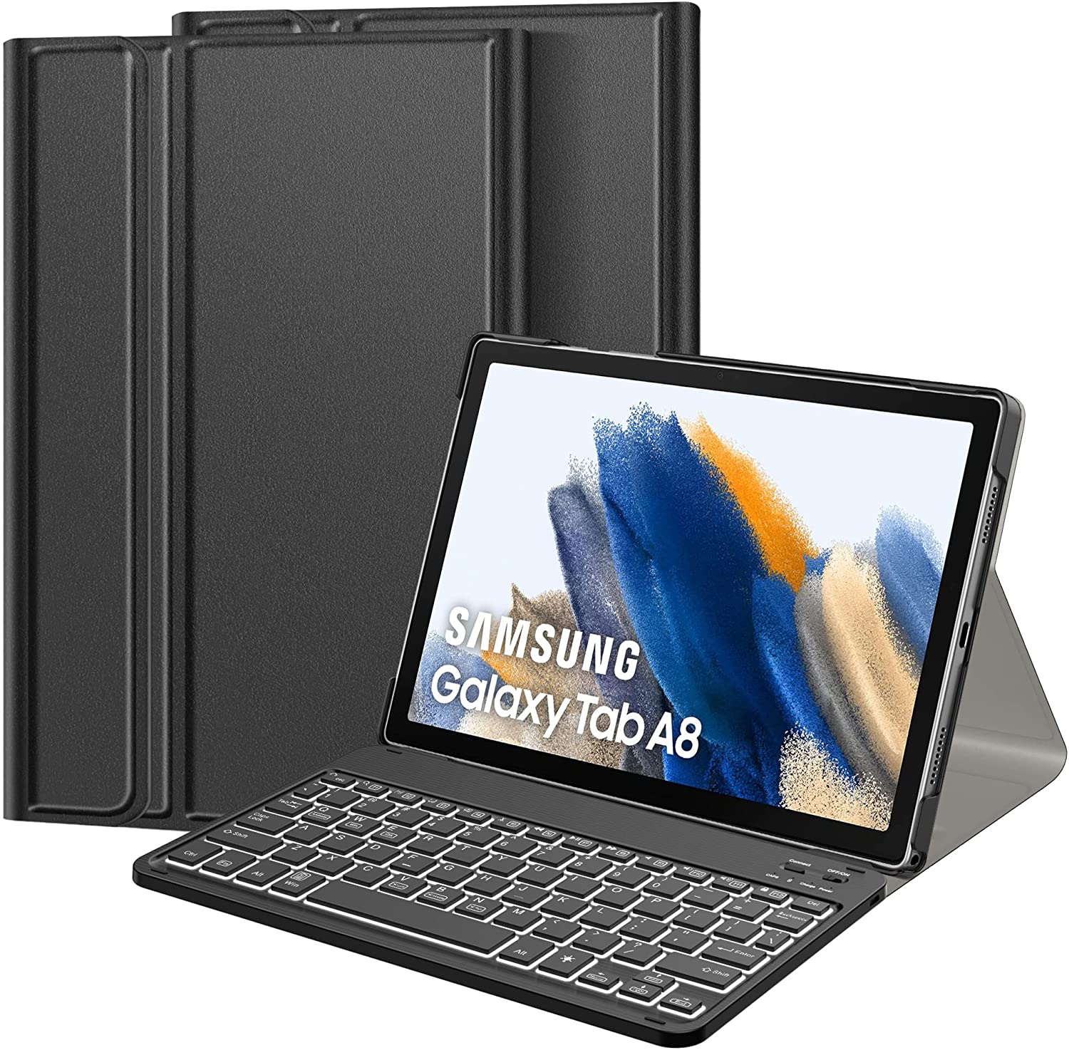 Husa cu tastatura iluminata pentru Samsung Galaxy A8 10.5 inch X200, X205, negru