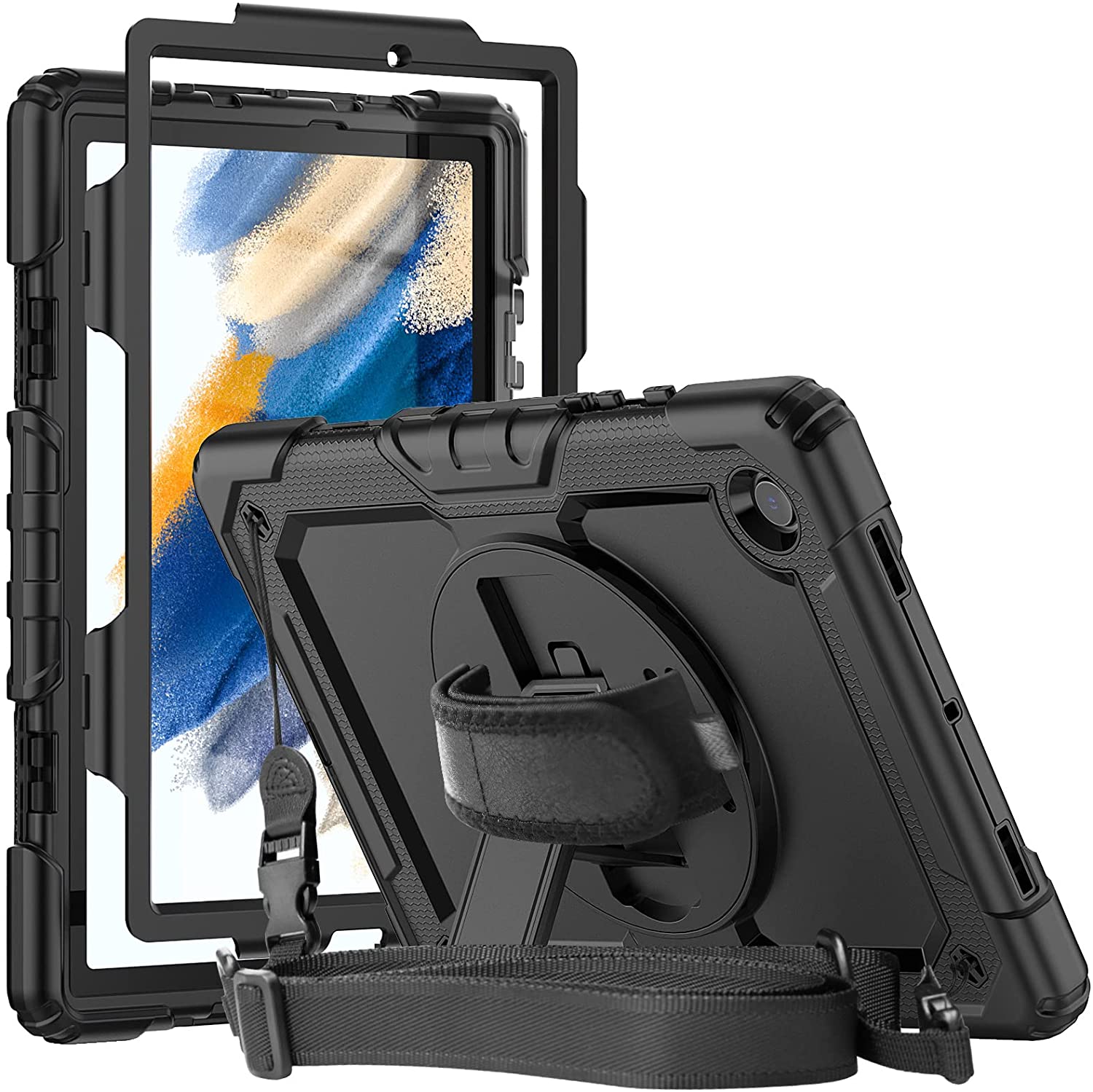 Pachet 360: cu folie integrata Samsung Galaxy Tab A8 10.5 inch X200 / X205 Shockproof Armor, negru