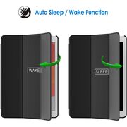 Husa iPad 10.2 inch 9/8/7 2021/2020/2019 cu functie wake-up/sleep, negru + stylus