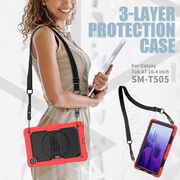 Pachet 360: Folie de protectie + Husa Shockproof Armor pentru Galaxy Tab A7 10.4 inch SM-T500/T505, negru-rosu