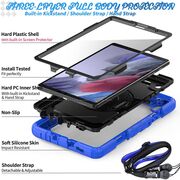 Pachet 360: Folie + Husa Samsung Galaxy Tab A7 Lite 8.7 SM-T220/T225 Shockproof Armor, negru-albastru