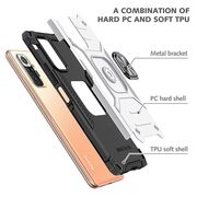 Pachet 360: Folie sticla + Husa Xiaomi RedMi Note 10 Pro 4G cu inel Ring Armor Kickstand Tough Rugged (negru)