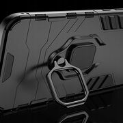 Pachet 360: Folie sticla + Husa Samsung Galaxy A02s Ring Armor cu inel suport si magnet – Negru