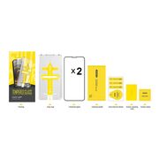 Set 2 bucati Folie din Sticla pentru iPhone 13, 13 Pro, Asahi Easy-App, cu aplicator, instalare automata, 3D, 9H, full cover, full glue, margini negre