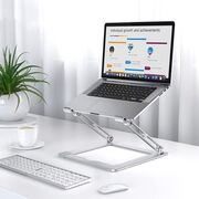 Stand Reglabil Profesional din Aluminiu pentru Laptop – Suport Ergononomic Pliabil, Compatibil până la 17", Răcire Eficientă, Unghi Ajustabil, argintiu