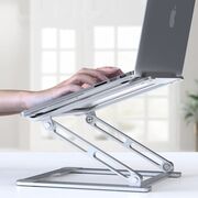 Stand Reglabil Profesional din Aluminiu pentru Laptop – Suport Ergononomic Pliabil, Compatibil până la 17", Răcire Eficientă, Unghi Ajustabil, argintiu