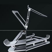 Stand Reglabil Profesional din Aluminiu pentru Laptop – Suport Ergononomic Pliabil, Compatibil până la 17", Răcire Eficientă, Unghi Ajustabil, argintiu