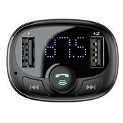 Incarcator Auto cu modulator FM, Baseus Wireless Bluetooth S09A, 2xUSB 3.4A, negru