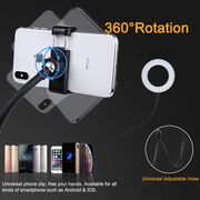 Suport flexibil universal pentru telefon cu lumina led circulara - Sistem 2 in 1 pentru selfie, video-call, negru