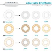 Suport flexibil universal pentru telefon cu lumina led circulara - Sistem 2 in 1 pentru selfie, video-call, alb