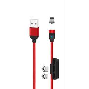 Cablu magnetic 3 in 1 XO NB128 USB - Lightning + USB-C + microUSB 1,0 m 2,4A, rosu