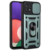 Husa pentru Samsung Galaxy A22 5G cu inel Ring Armor Kickstand Tough, protectie camera (black + military green)
