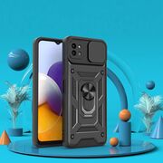 Husa pentru Samsung Galaxy A22 5G cu inel Ring Armor Kickstand Tough, protectie camera (black + military green)