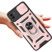 Husa pentru Samsung Galaxy A22 5G cu inel Ring Armor Kickstand Tough, protectie camera (negru - rose gold)