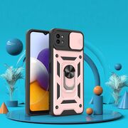 Husa pentru Samsung Galaxy A22 5G cu inel Ring Armor Kickstand Tough, protectie camera (negru - rose gold)
