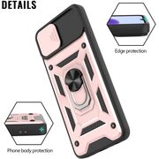 Husa pentru Samsung Galaxy A22 5G cu inel Ring Armor Kickstand Tough, protectie camera (negru - rose gold)