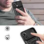 Husa pentru Xiaomi Mi 11 Lite cu inel Ring Armor Kickstand Tough, protectie camera (negru)