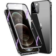 Husa 360 Magnetic Glass pentru iPhone 13 (sticla fata + spate), negru