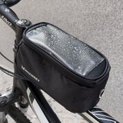 Borseta pentru bicicleta Wozinsky, cu husa impermeabila pentru telefoane pana in 6.5'', montare pe cadru, negru