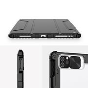 Husa pentru iPad Pro 12.9 '' 2022, 2021, 2020 Nillkin Bumper Leather Case Pro Armored Smart Cover Camera Case si stand, negru