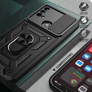 Husa Motorola Moto E20, E30, E40 cu inel Ring Armor Kickstand Tough, protectie camera (negru)