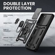 Husa pentru Samsung Galaxy S22 cu inel Ring Armor Kickstand Tough, protectie camera (negru)