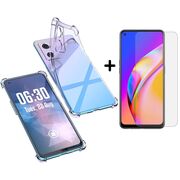 Pachet 360: Folie din sticla + husa pentru Oppo A96 4G Anti-Shock 1.5mm, transparent