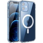 Pachet 360: Folie din sticla + Husa pentru iPhone 12, 12 Pro cu MagSafe anti-shock 1.5 mm, clear