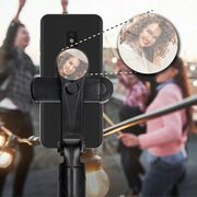 Selfie Stick cu trepied, telecomanda wireless si oglinda, negru