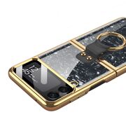Husa pentru Samsung Galaxy Z Flip 4 anti shock cu inel si protectie camera, negru/gold