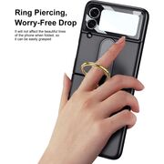 Husa pentru Samsung Galaxy Z Flip 4 anti shock cu inel si protectie camera, negru