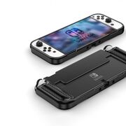 Husa Nintendo Switch Oled, carbon silicone - negru