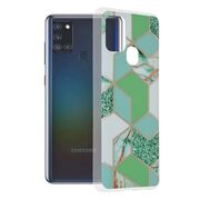 Husa samsung galaxy a21s marble series, techsuit - green hex