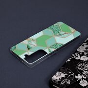 Husa samsung galaxy s21 fe marble series, techsuit - green hex