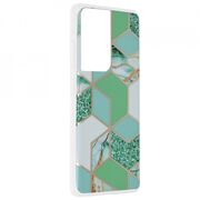 Husa samsung galaxy s21 ultra marble series, techsuit - green hex
