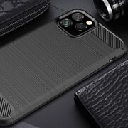 Husa iphone 12 / 12 pro, carbon, techsuit - negru
