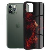 Husa iphone 11 pro cu sticla securizata, techsuit glaze - red nebula