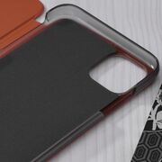 Husa iPhone 11 Pro Eco Leather View Flip Tip Carte - Portocaliu