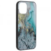 Husa iphone 12 pro max cu sticla securizata, techsuit glaze - blue ocean