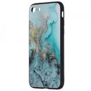 Husa iphone 7 cu sticla securizata, techsuit glaze - blue ocean