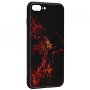 Husa iphone 7 plus cu sticla securizata, techsuit glaze - red nebula