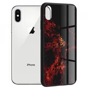 Husa iphone x / xs cu sticla securizata, techsuit glaze - red nebula