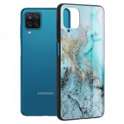Husa samsung galaxy a12 cu sticla securizata, techsuit glaze - blue ocean