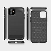 Husa iphone 12 mini, carbon silicone, techsuit - negru