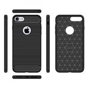 Husa iphone 6 / 6s, carbon silicone, techsuit - negru