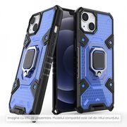 Husa iphone 13 mini cu inel, techsuit honeycomb - albastru