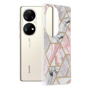 Husa huawei p50 pro marble series, techsuit - pink hex