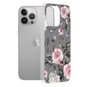 Husa iphone 13 pro marble series, techsuit - bloom of ruth gray