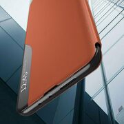 Husa iPhone 14 Pro Max Eco Leather View flip tip carte, portocaliu