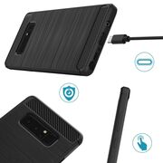 Husa samsung galaxy note 8, carbon silicone, techsuit - negru